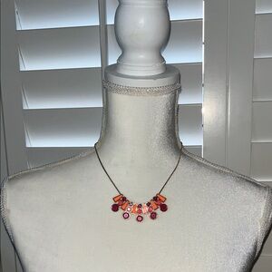 Liz Claiborne Pink and Orange Geometric Pendant 2000s Necklace